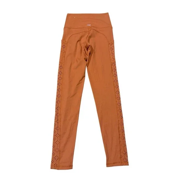 Aerie Rust Orange Laser Cut Side Panel Pocket Leggings Size Small High Rise - Picture 6 of 8